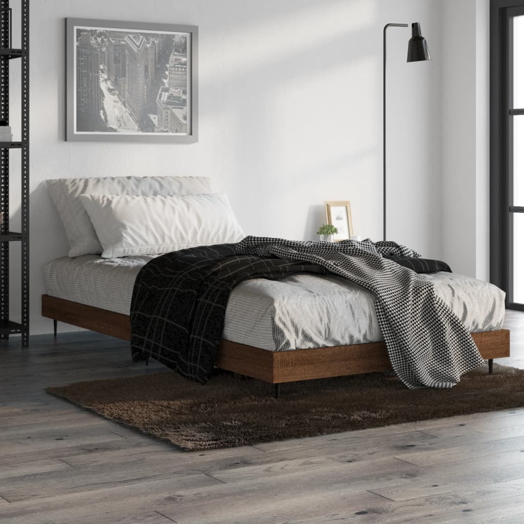 Sengeramme uten madrass brun eik 90x200 cm konstruert tre