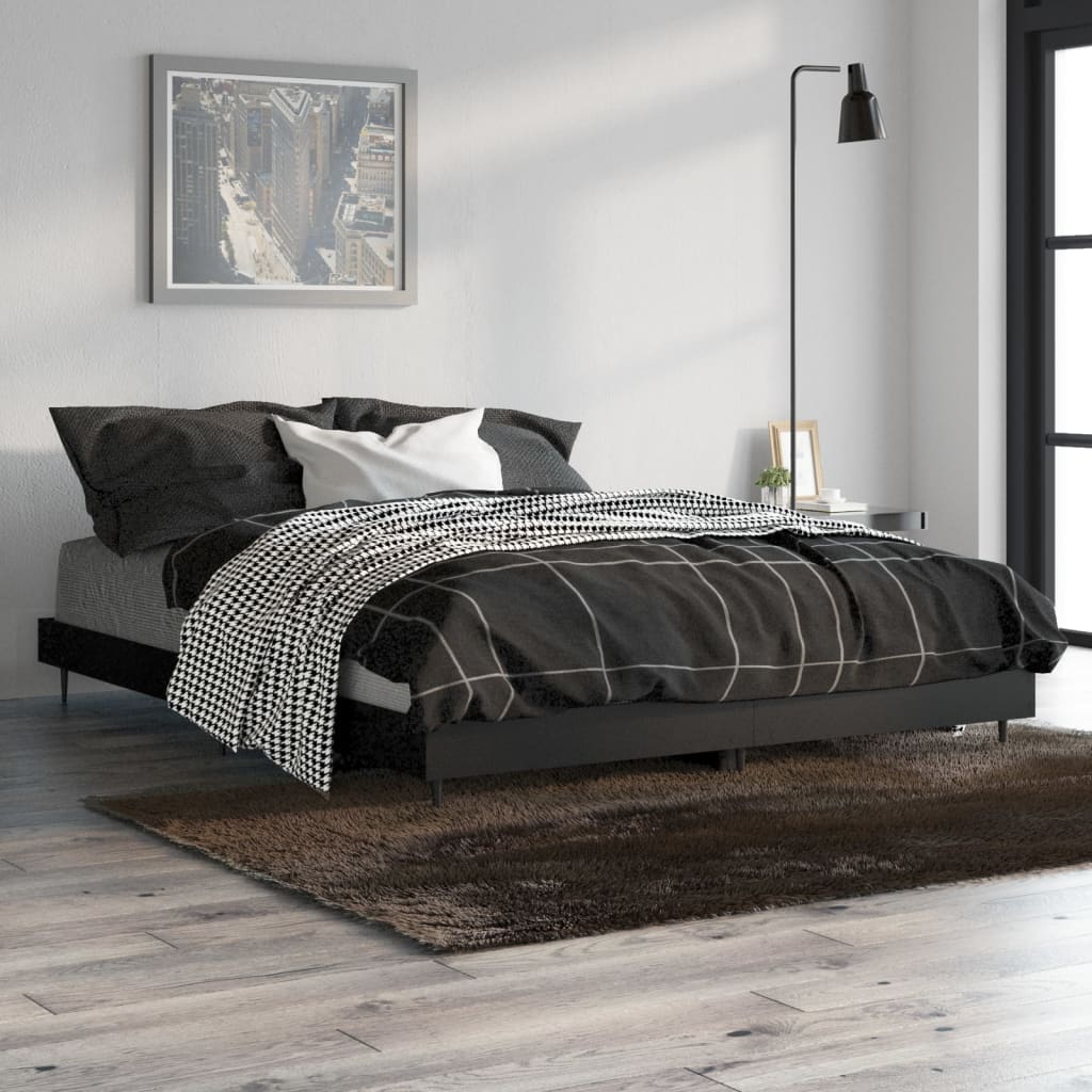 Sengeramme svart 140x190 cm konstruert tre
