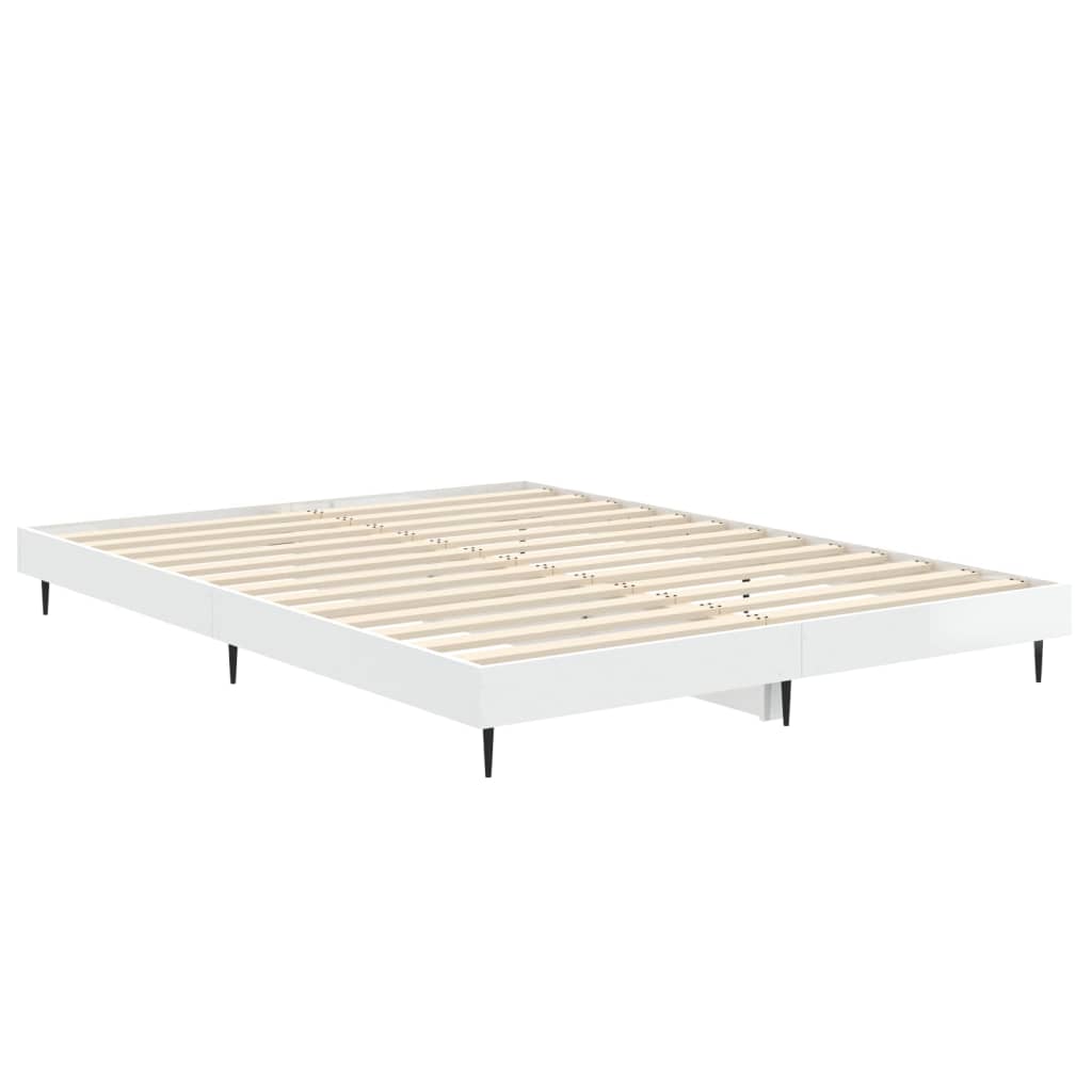 Sengeramme høyglans hvit 140x190 cm konstruert tre