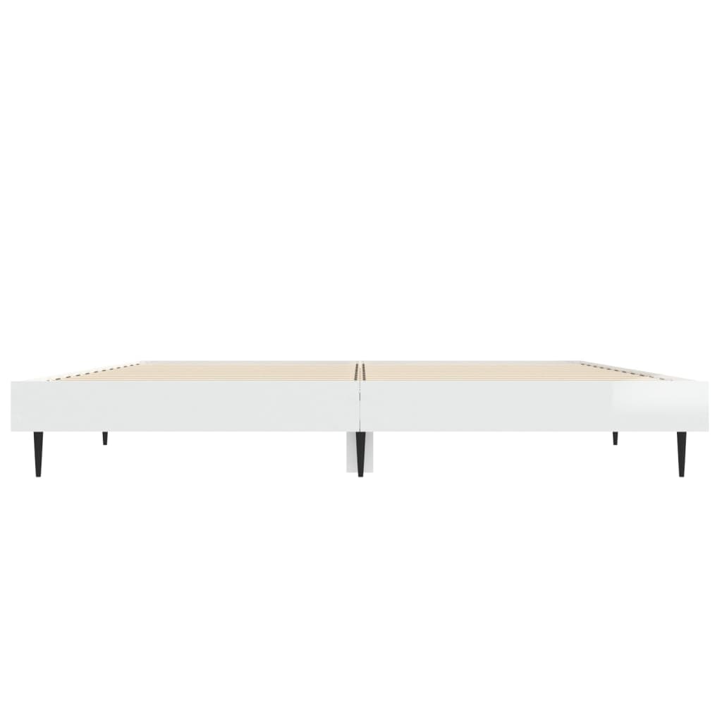 Sengeramme høyglans hvit 140x190 cm konstruert tre