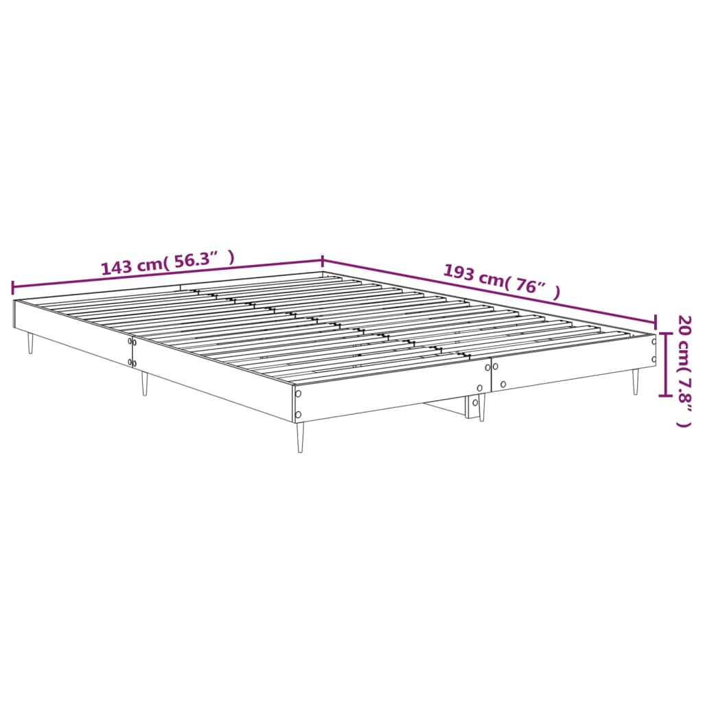 Sengeramme høyglans hvit 140x190 cm konstruert tre