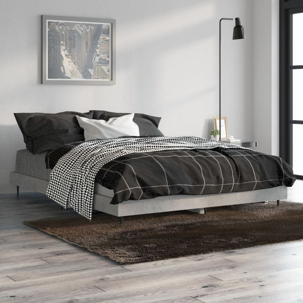 Sengeramme betonggrå 140x190 cm konstruert tre