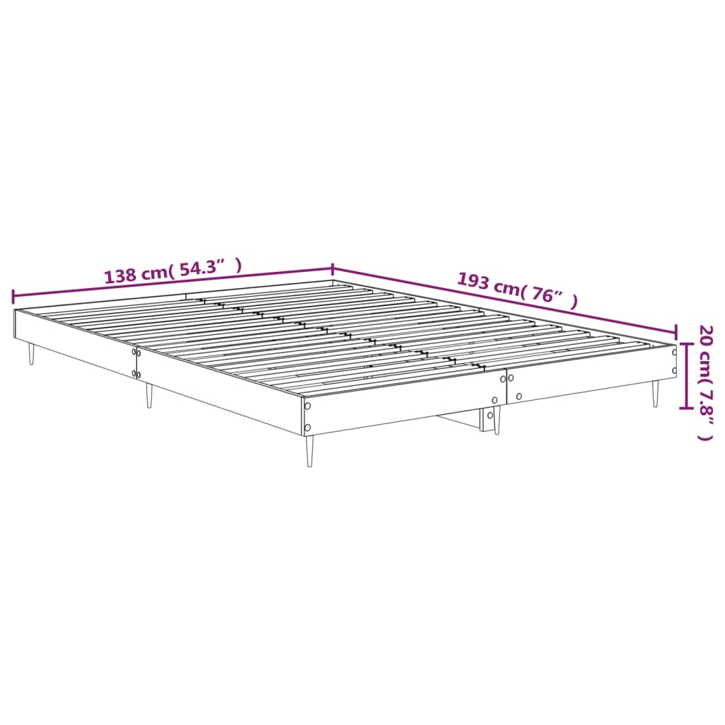 Sengeramme hvit 135x190 cm konstruert tre