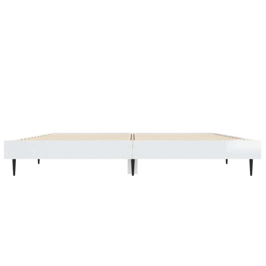 Sengeramme høyglans hvit 135x190 cm konstruert tre