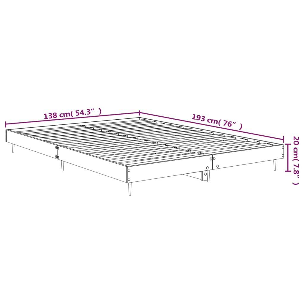 Sengeramme høyglans hvit 135x190 cm konstruert tre