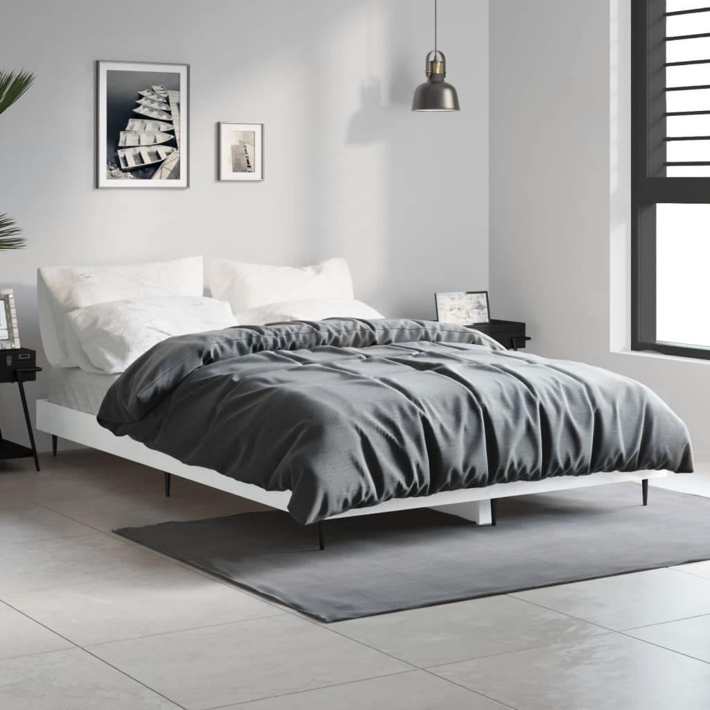 Sengeramme hvit 120x190 cm konstruert tre
