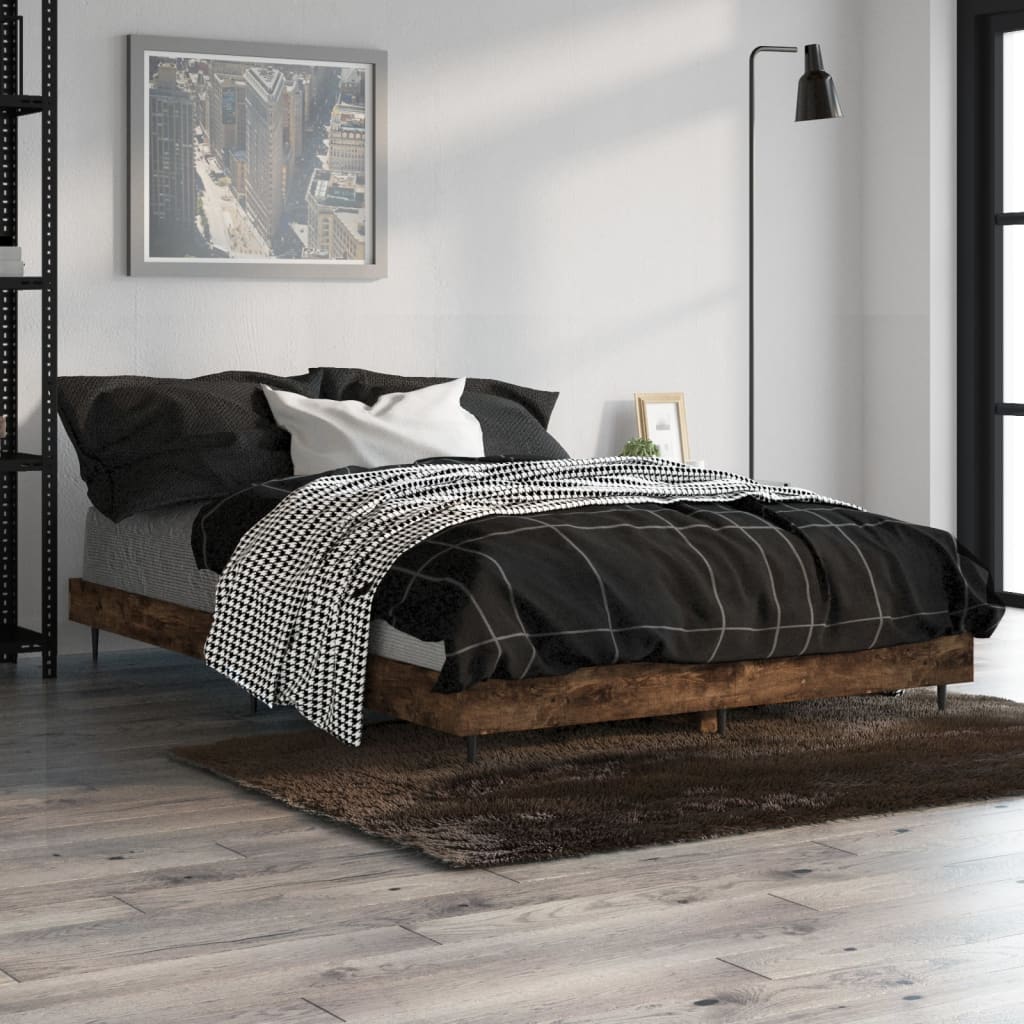 Sengeramme uten madrass røkt eik 120x190 cm konstruert tre