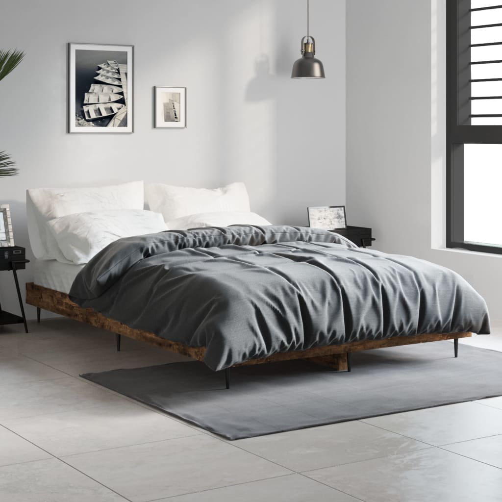 Sengeramme uten madrass røkt eik 120x190 cm konstruert tre