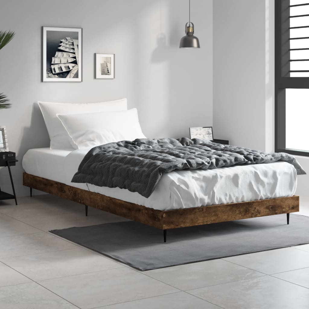 Sengeramme uten madrass røkt eik 90x190 cm konstruert tre