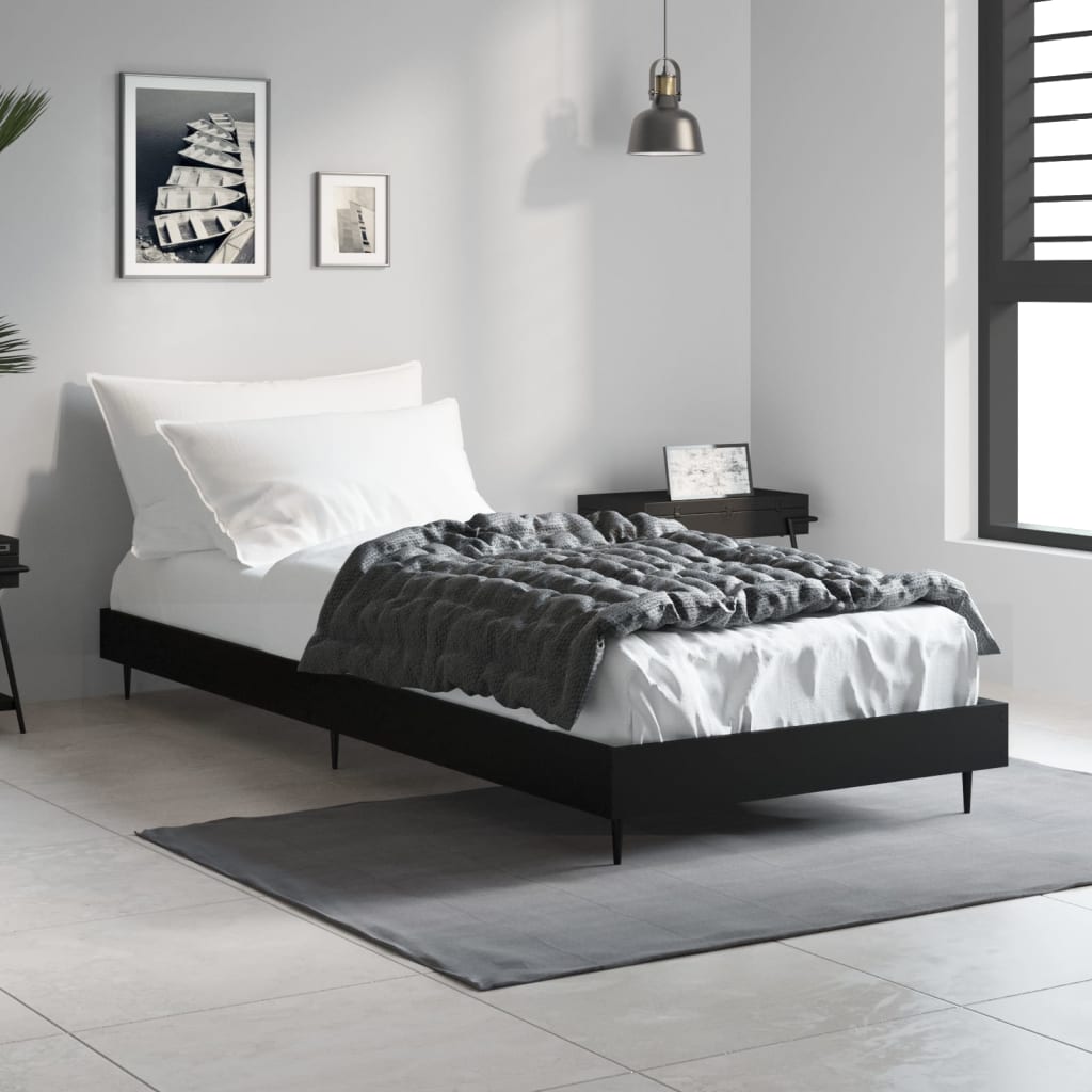 Sengeramme svart 75x190 cm konstruert tre