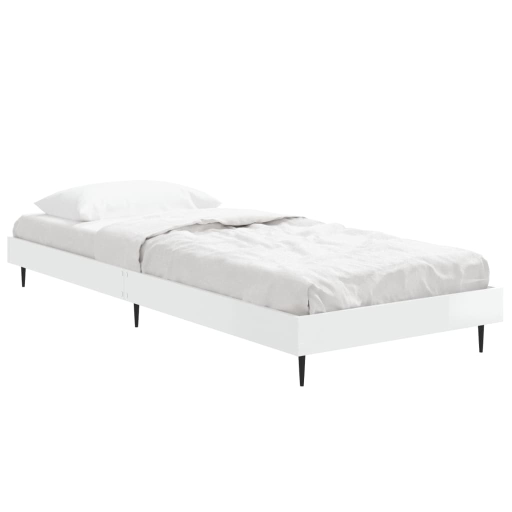 Sengeramme høyglans hvit 75x190 cm konstruert tre