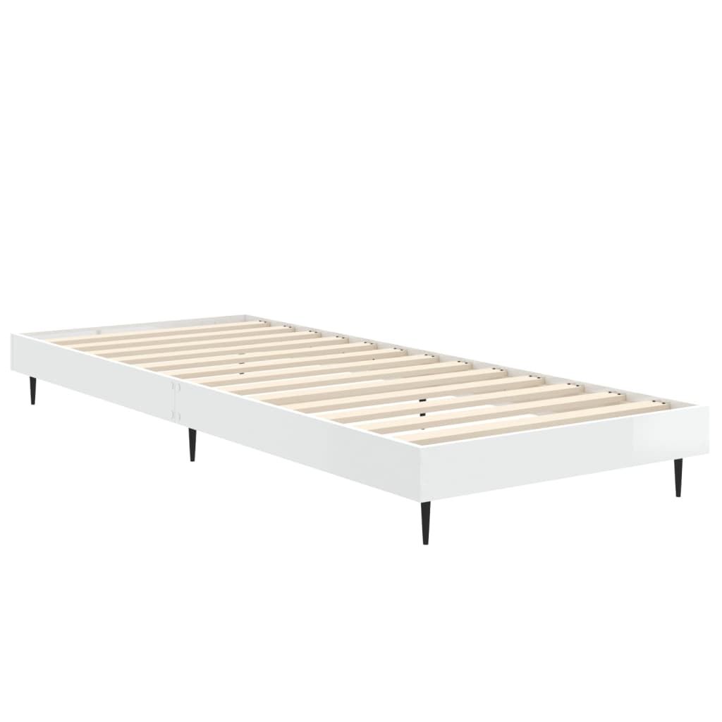 Sengeramme høyglans hvit 75x190 cm konstruert tre