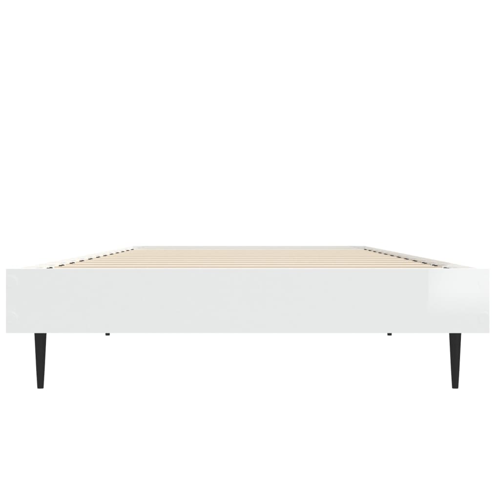 Sengeramme høyglans hvit 75x190 cm konstruert tre