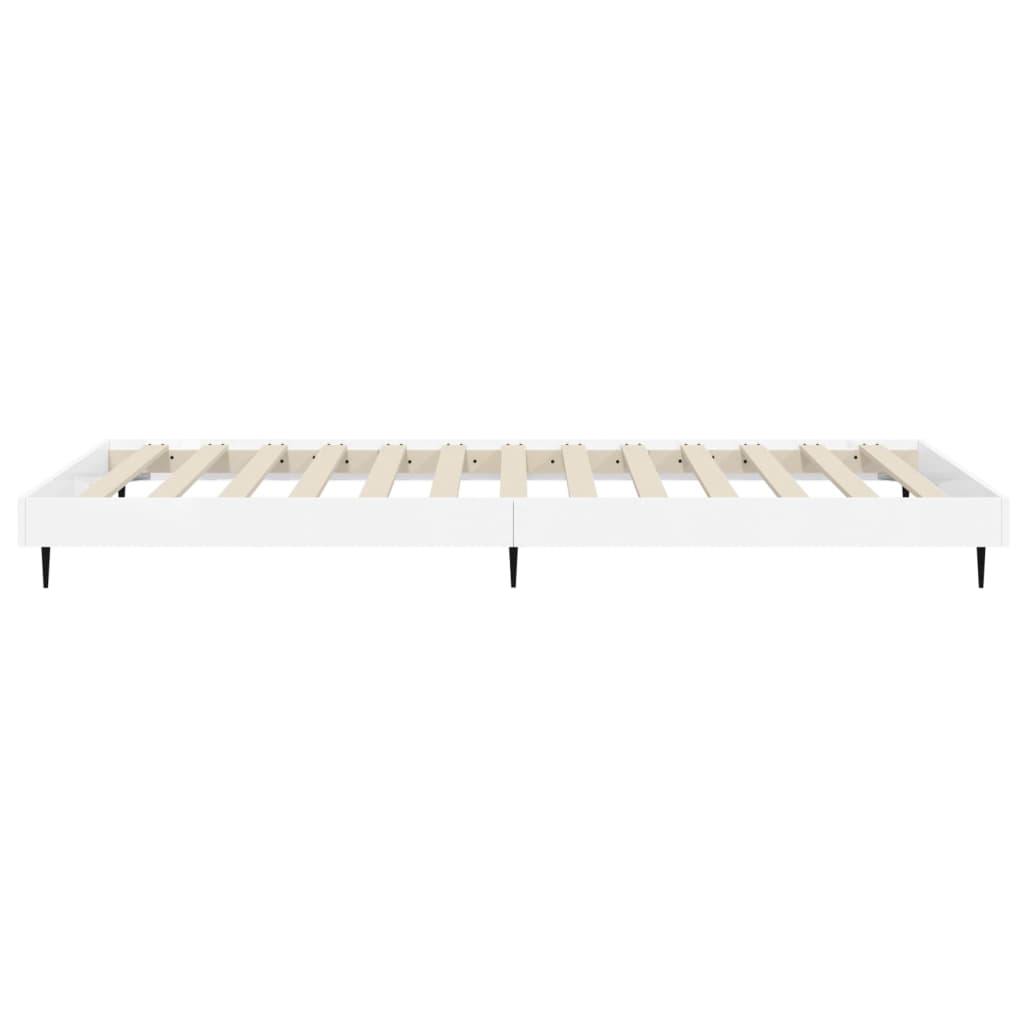 Sengeramme høyglans hvit 75x190 cm konstruert tre