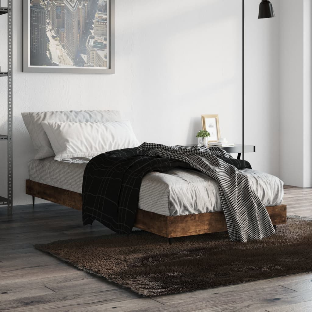Sengeramme uten madrass røkt eik 75x190 cm konstruert tre