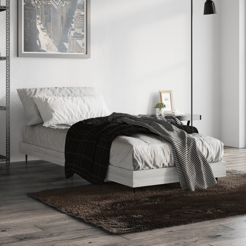 Sengeramme grå sonoma 75x190 cm konstruert tre