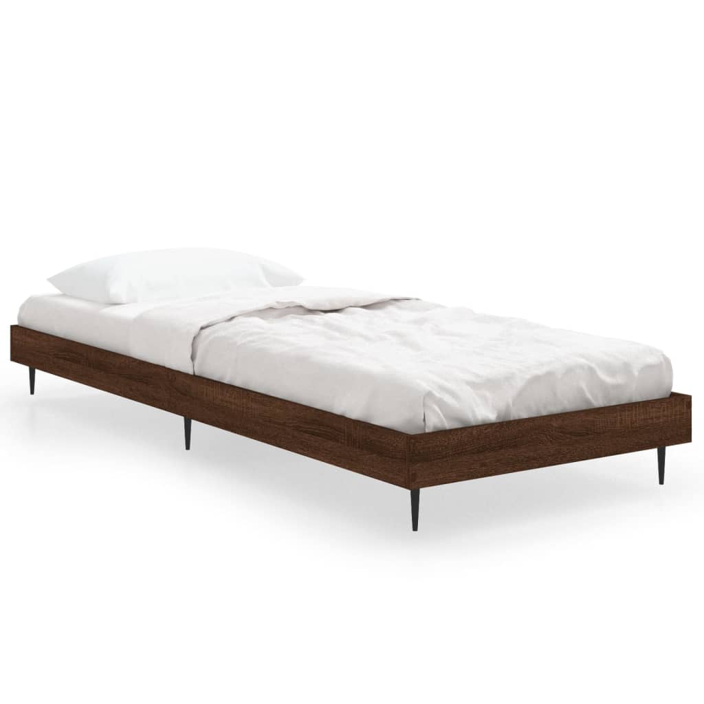 Sengeramme uten madrass brun eik 75x190 cm konstruert tre