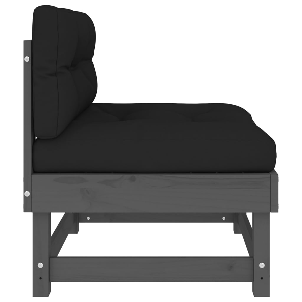 Midtsofa med puter grå heltre furu