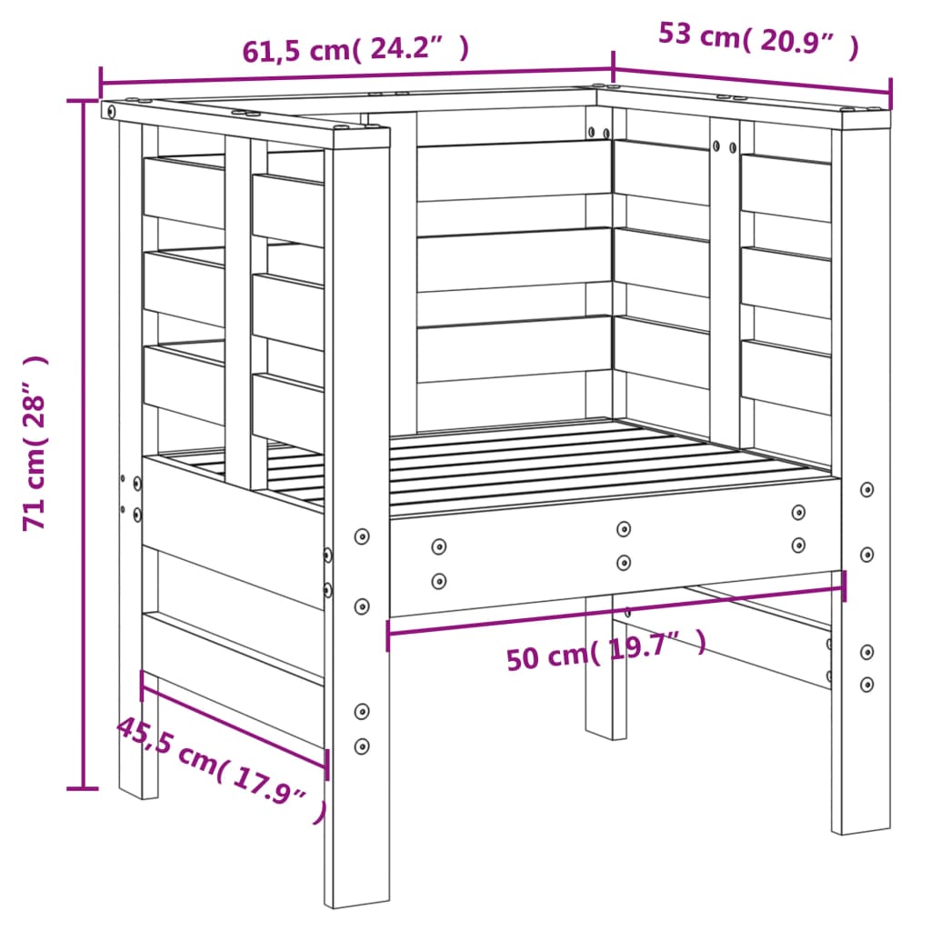 Hagestoler 2 stk 61,5x53x71 cm heltre furu