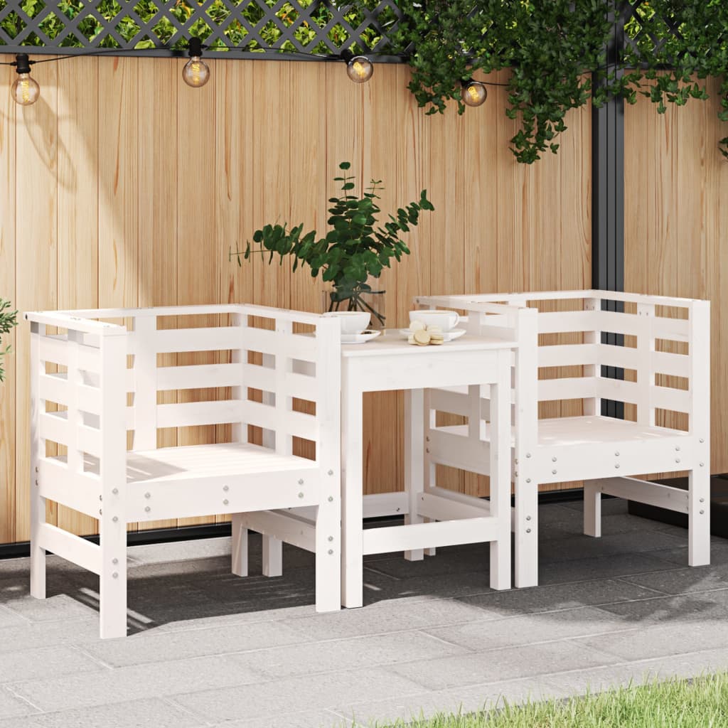 Hagestoler 2 stk hvit 61,5x53x71 cm heltre furu