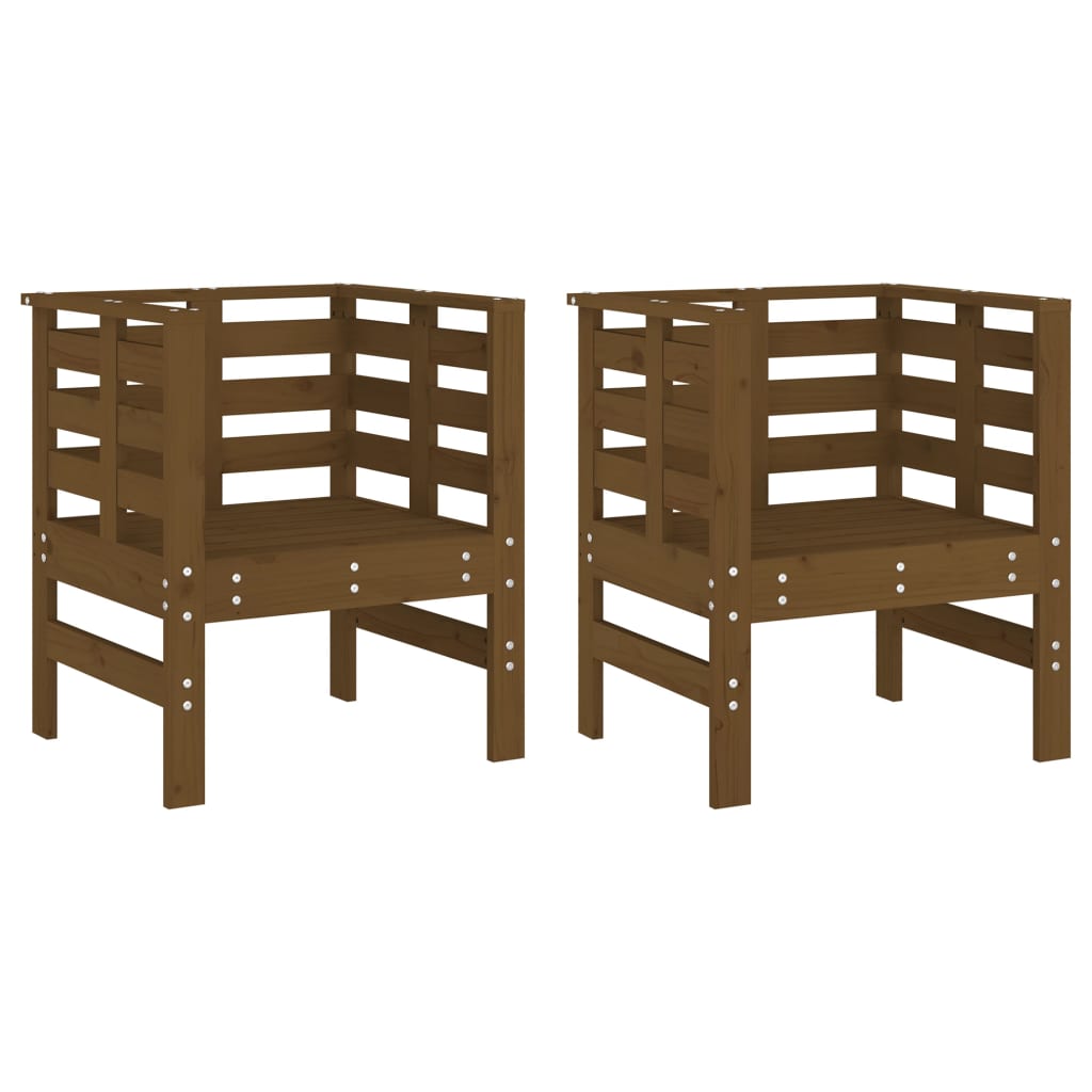 Hagestoler 2 stk honningbrun 61,5x53x71 cm heltre furu