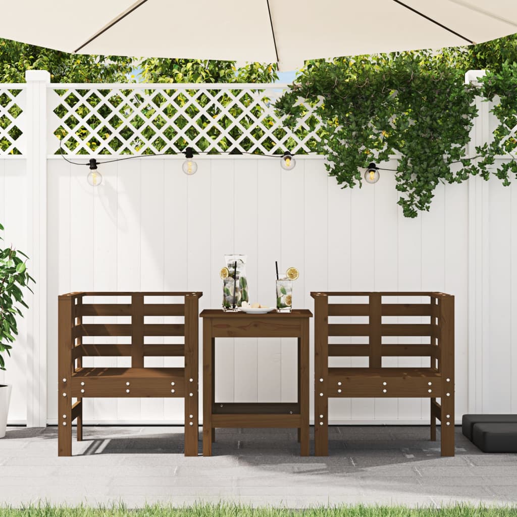 Hagestoler 2 stk honningbrun 61,5x53x71 cm heltre furu