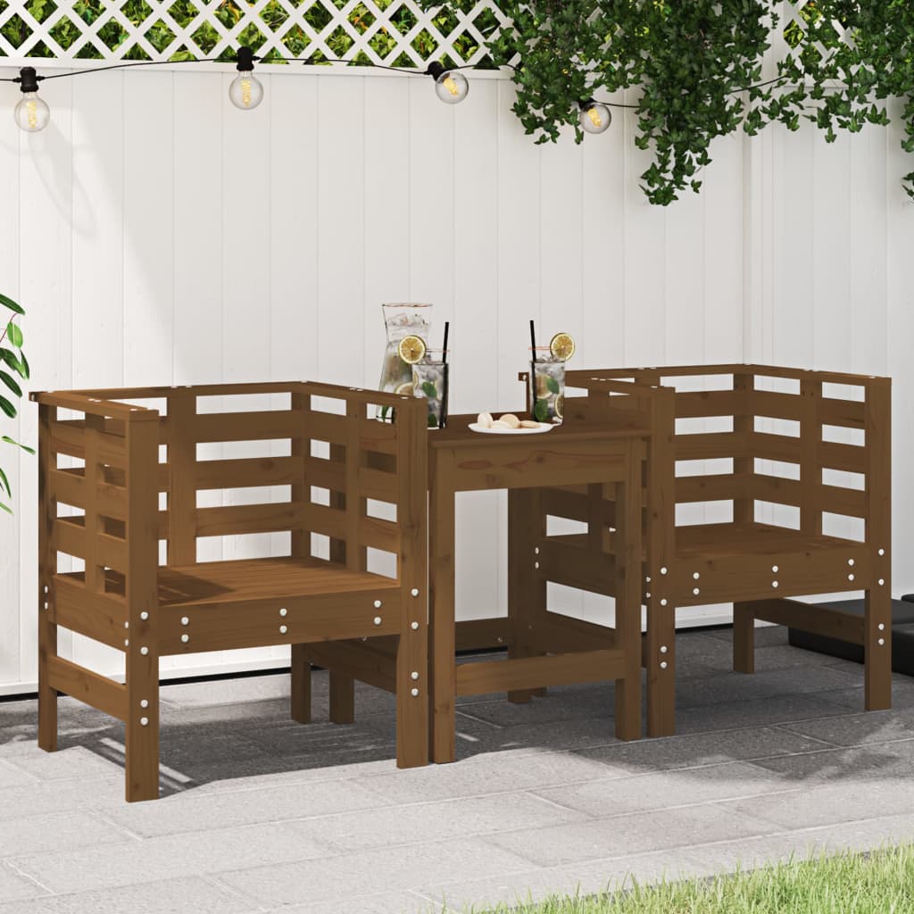 Hagestoler 2 stk honningbrun 61,5x53x71 cm heltre furu