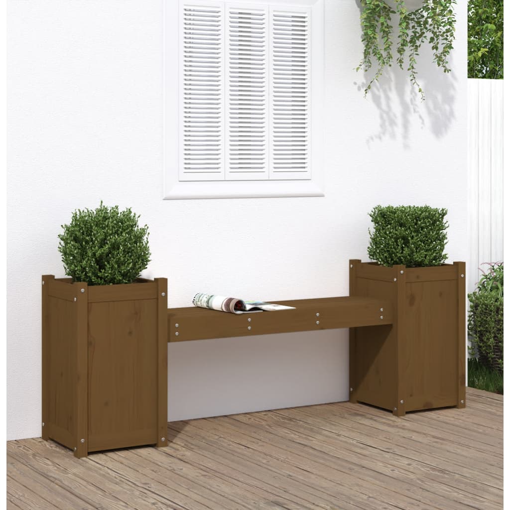 Plantebenk honningbrun 180x36x63 cm heltre furu