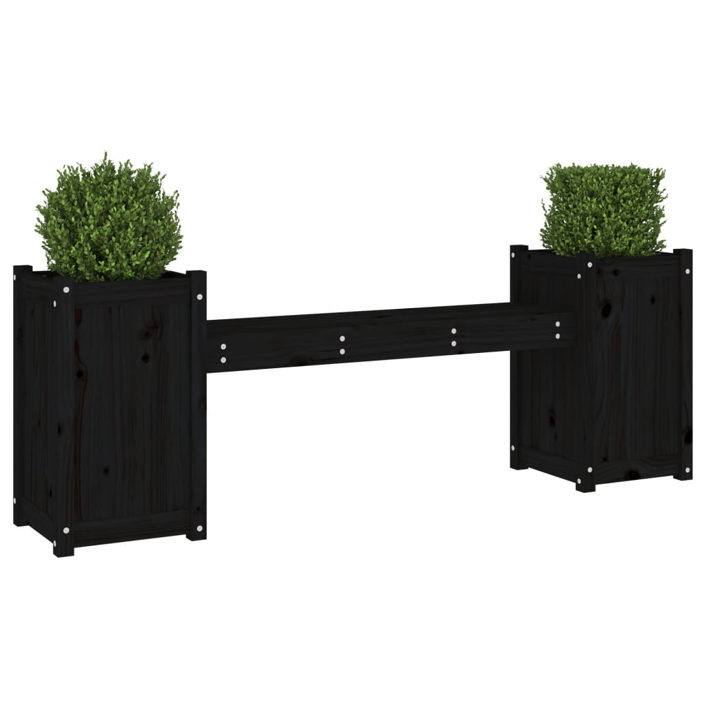 Plantebenk svart 180x36x63 cm heltre furu