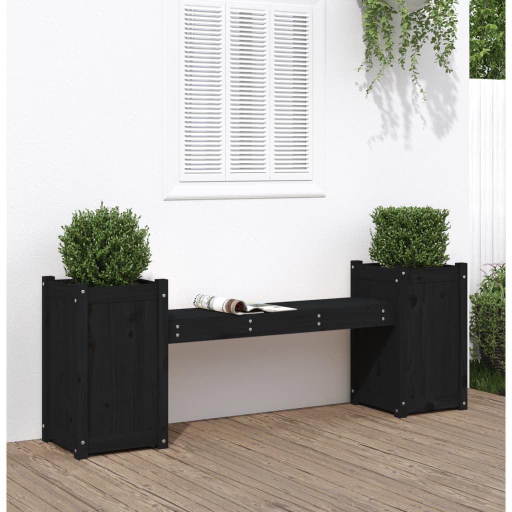 Plantebenk svart 180x36x63 cm heltre furu