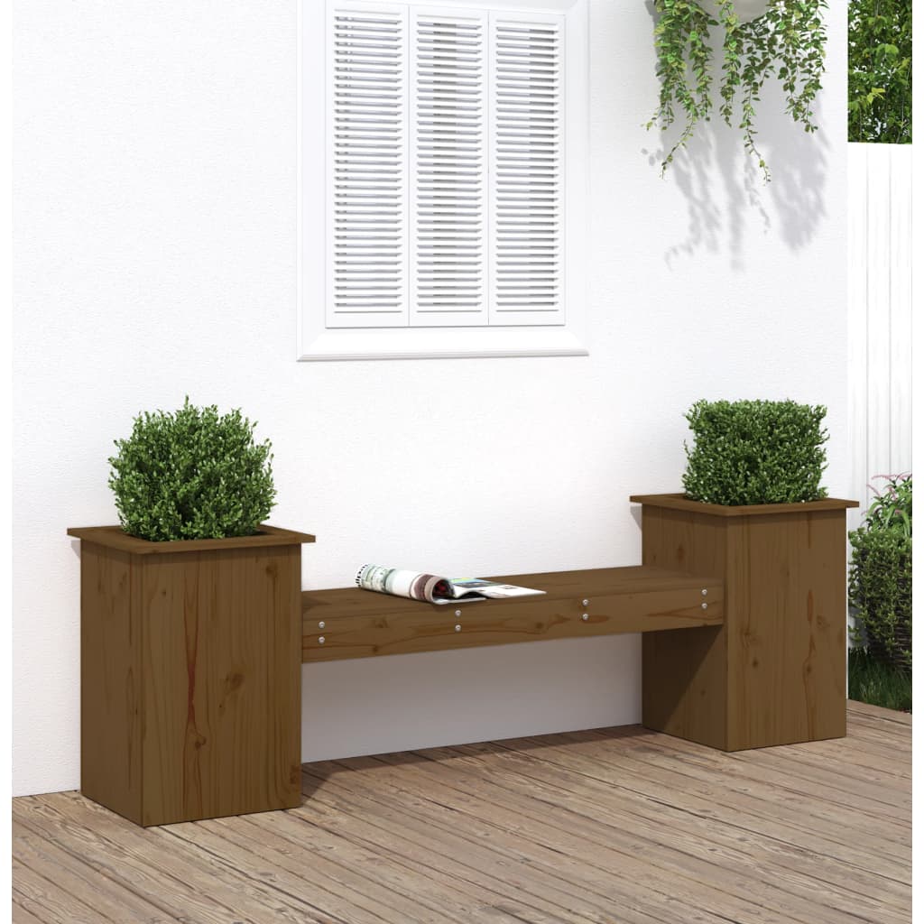 Plantebenk honningbrun 184,5x39,5x56,5 cm heltre furu