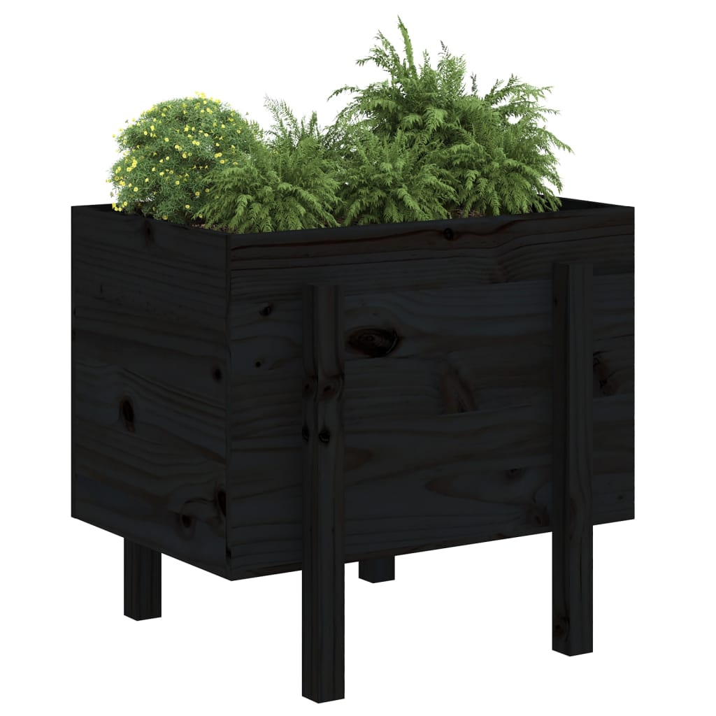 Hageplantekasse svart 62x50x57 cm heltre furu