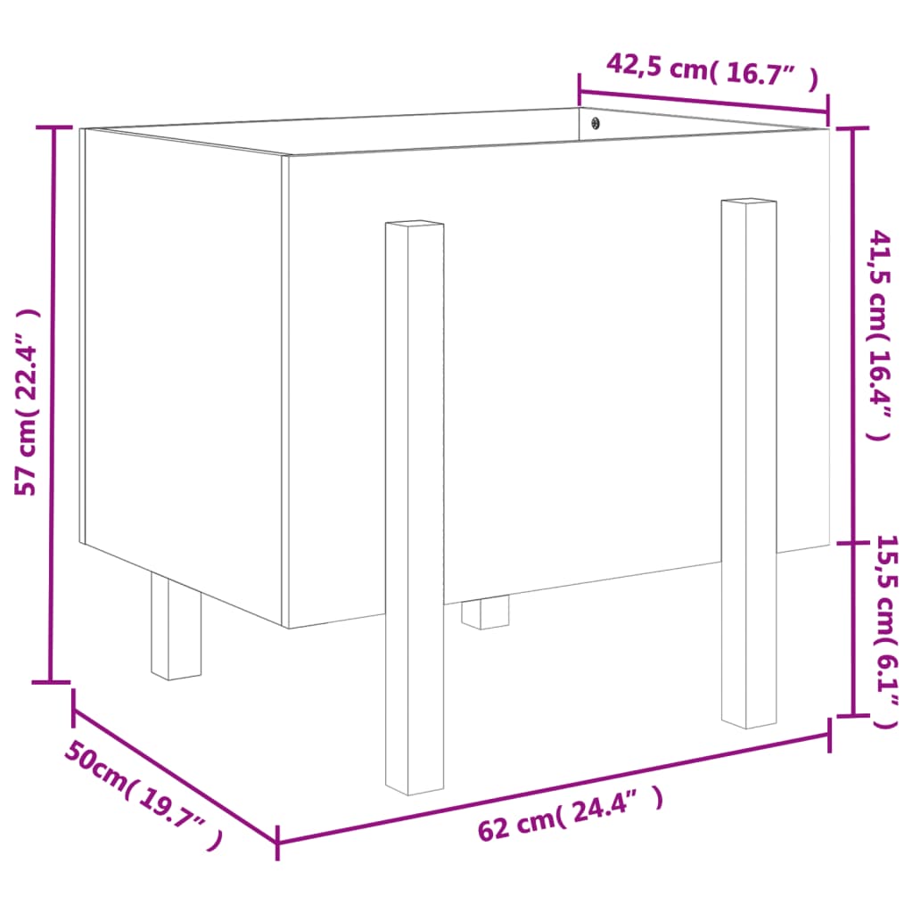 Hageplantekasse svart 62x50x57 cm heltre furu