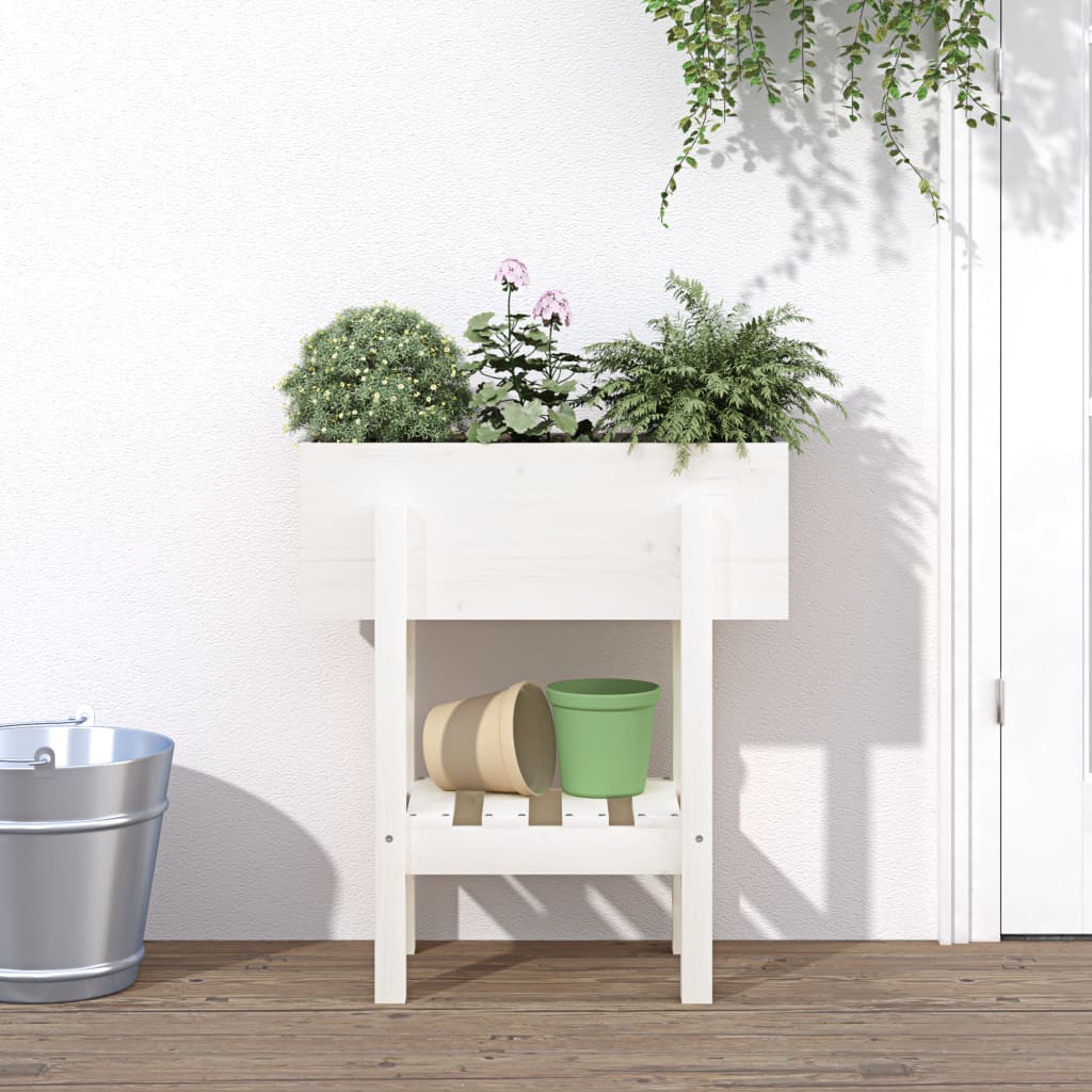 Hageplantekasse hvit 62x30x69 cm heltre furu