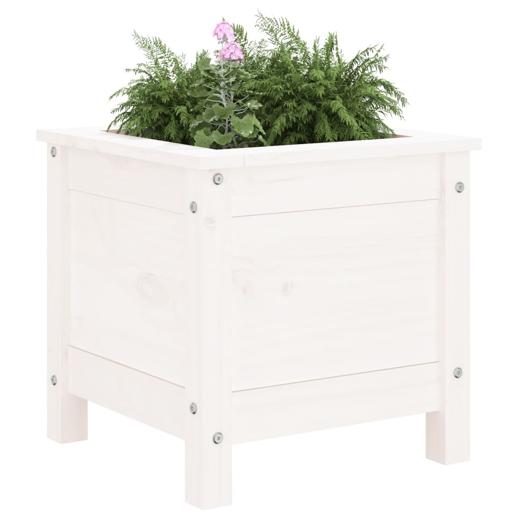 Hageplantekasse hvit 40x40x39 cm heltre furu