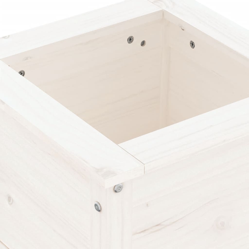 Hageplantekasse hvit 40x40x39 cm heltre furu