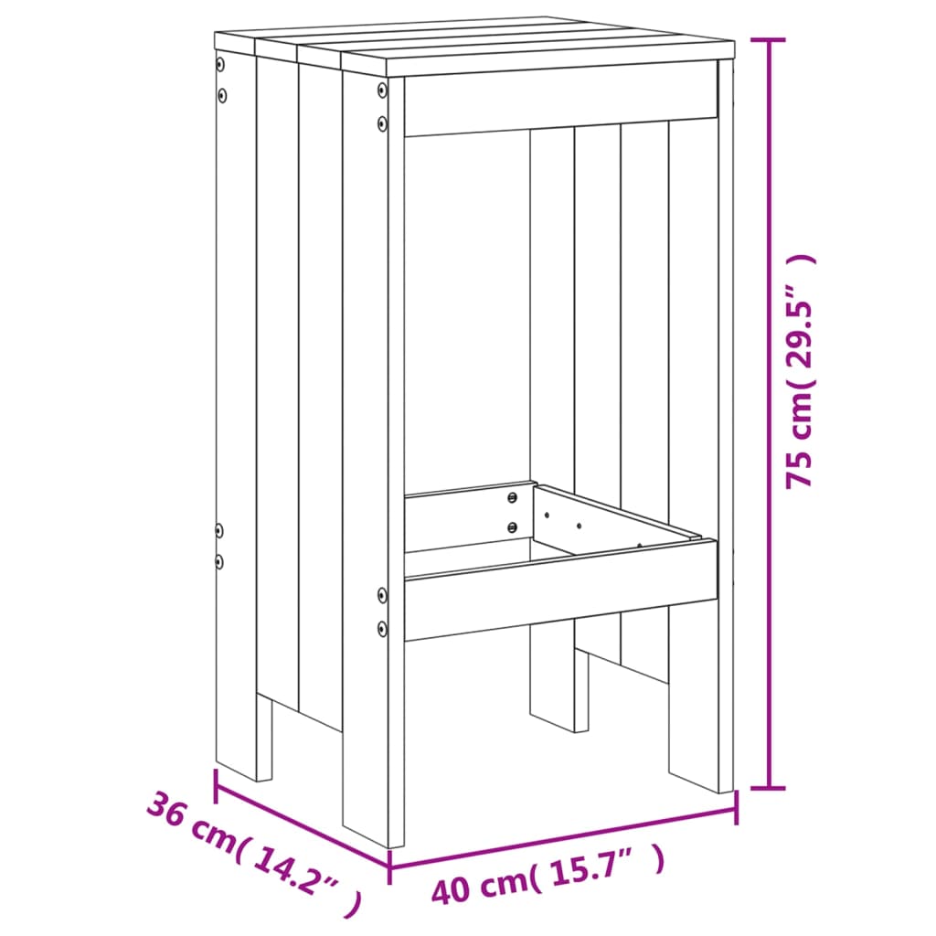 Barkrakker 2 stk svart 40x36x75 cm heltre furu