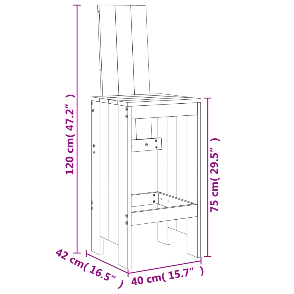 Barkrakker 2 stk hvit 40x42x120 cm heltre furu
