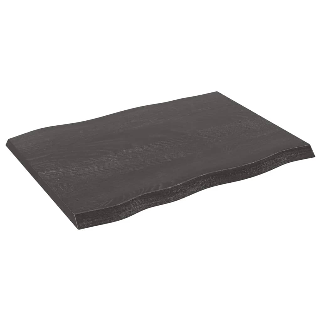 Bordplate mørkebrun80x60x(2-4)cm behandlet heltre naturlig kant