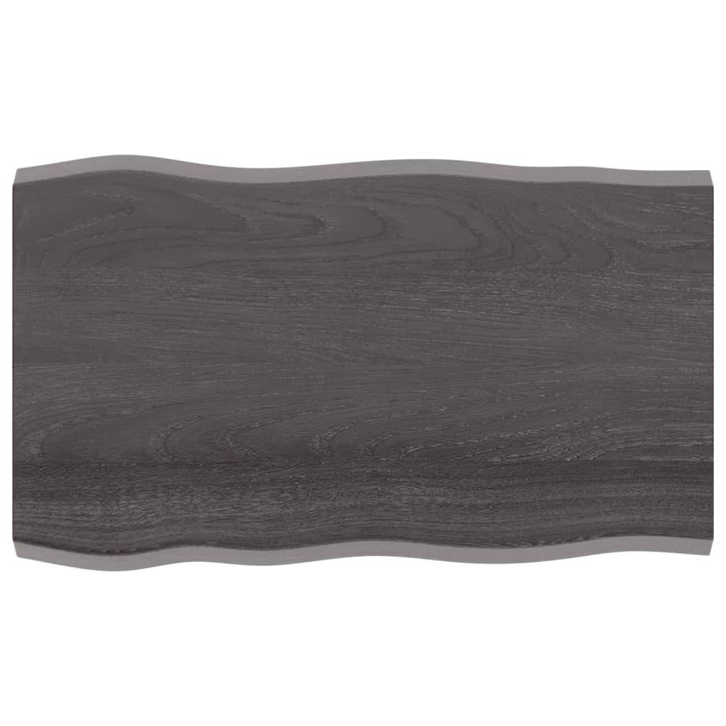 Bordplate mørkegrå 100x60x4 cm behandlet eik naturlig kant