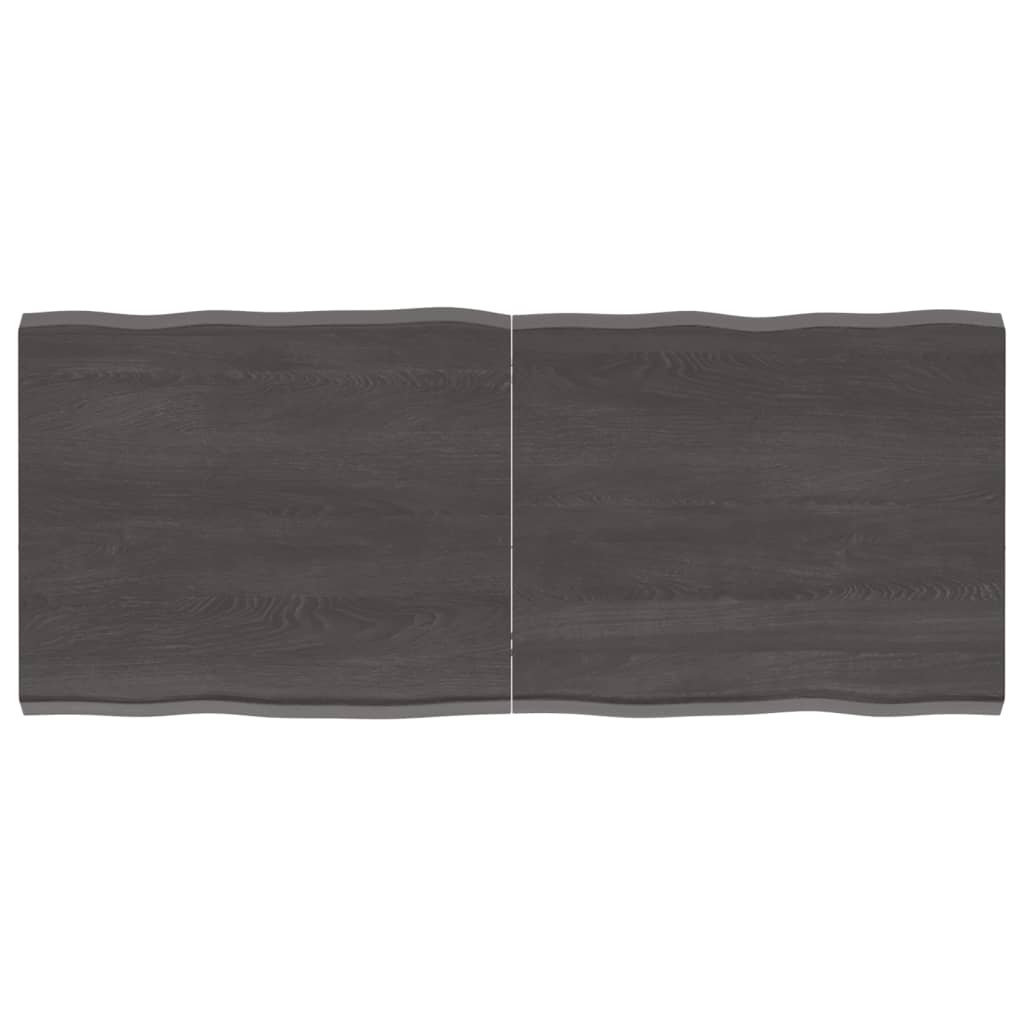 Bordplate mørkegrå 120x50x4 cm behandlet eik naturlig kant