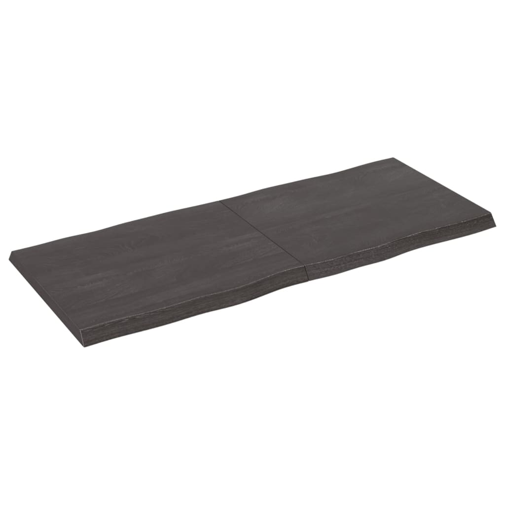 Bordplate mørkegrå 120x50x4 cm behandlet eik naturlig kant