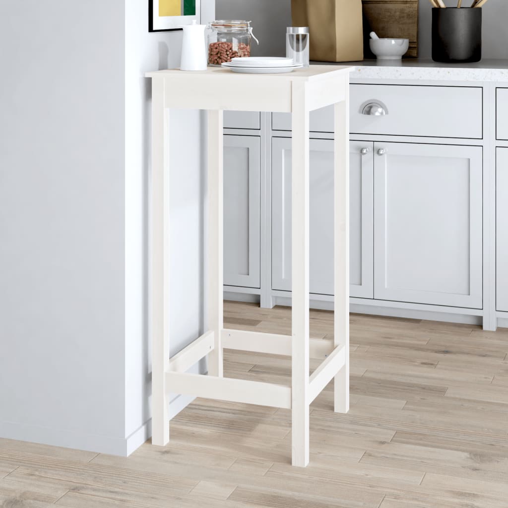 Barbord hvit 50x50x110 cm heltre furu