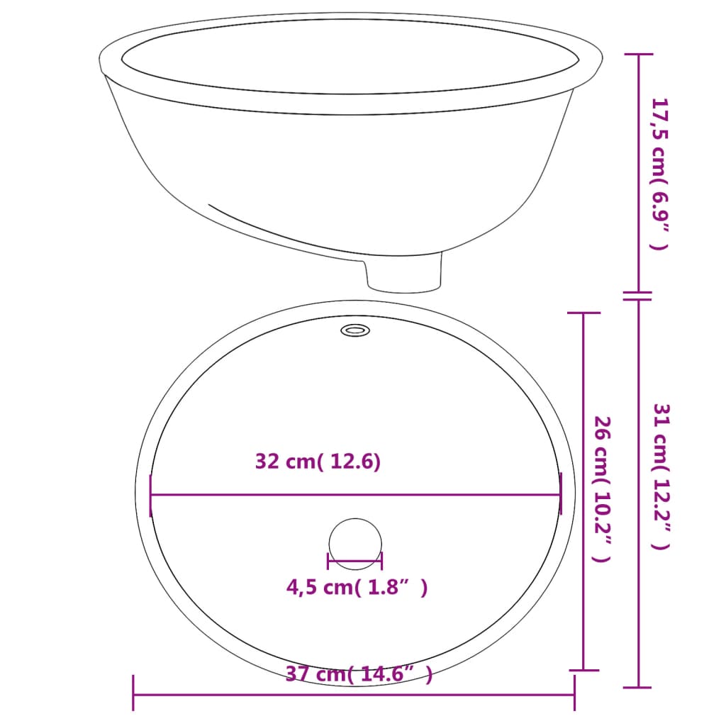 Baderomsvask hvit 37x31x17,5 cm rektangulær keramikk