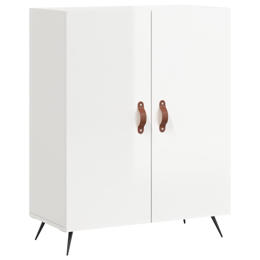 Skjenk høyglans hvit 69,5x34x90 cm konstruert tre