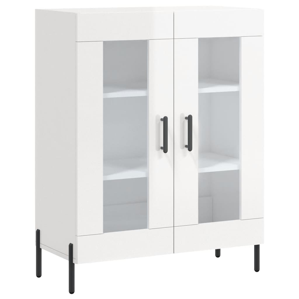 Skjenk høyglans hvit 69,5x34x90 cm konstruert tre