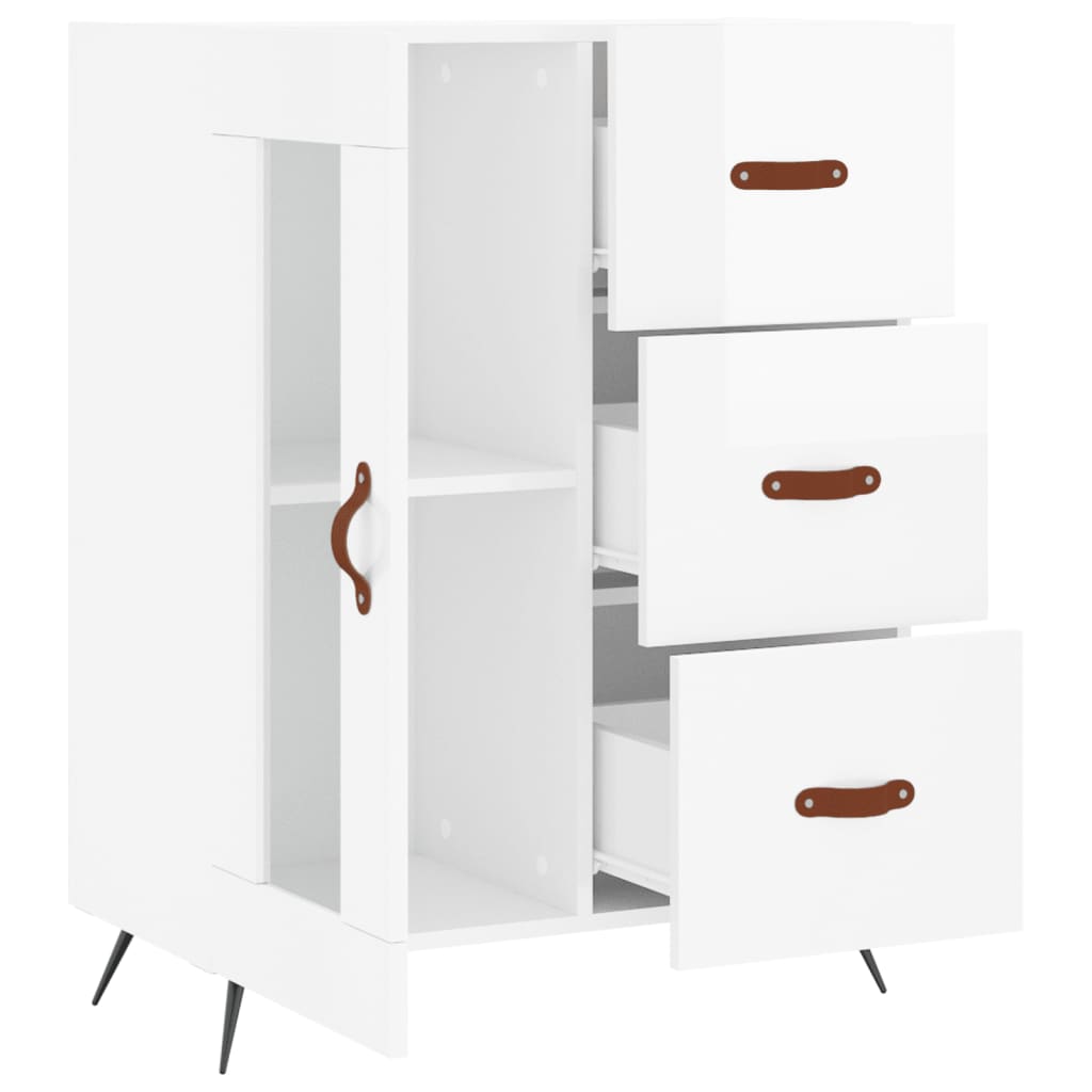 Skjenk høyglans hvit 69,5x34x90 cm konstruert tre