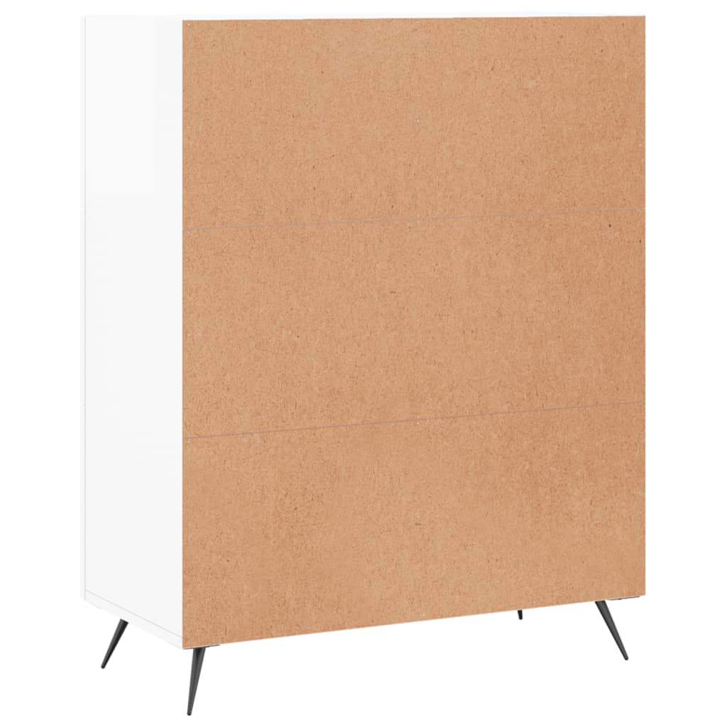 Skjenk høyglans hvit 69,5x34x90 cm konstruert tre