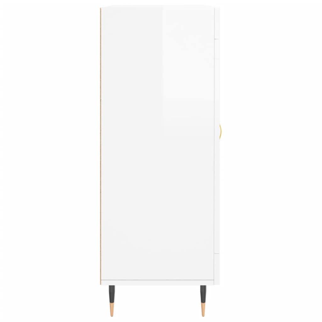 Skjenk høyglans hvit 69,5x34x90 cm konstruert tre