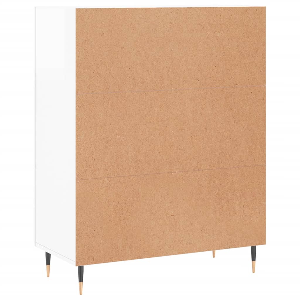 Skjenk høyglans hvit 69,5x34x90 cm konstruert tre